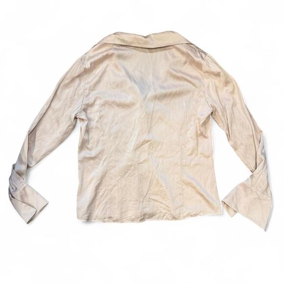 90s coquette minimalistic pale pink button up 100% silk blouse womens size 12 - Picture 3 of 8